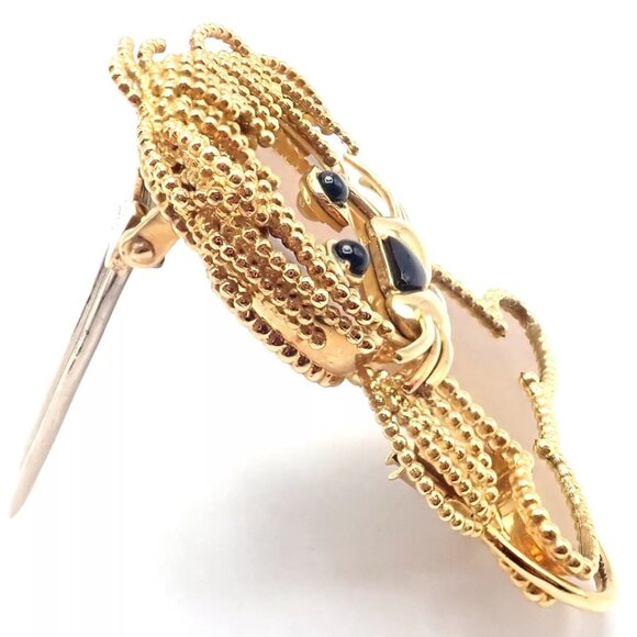 Van Cleef & Arpels 18k Yellow Gold Onyx Tiger Eye Lucky Animals Lion Clip Brooch - Picture 3 of 11